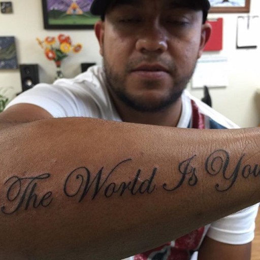 The world is yours tattoo small 0039