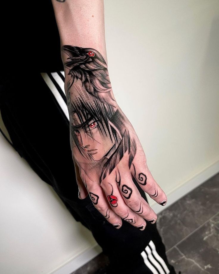 thoughtful anime hand tattoo themes