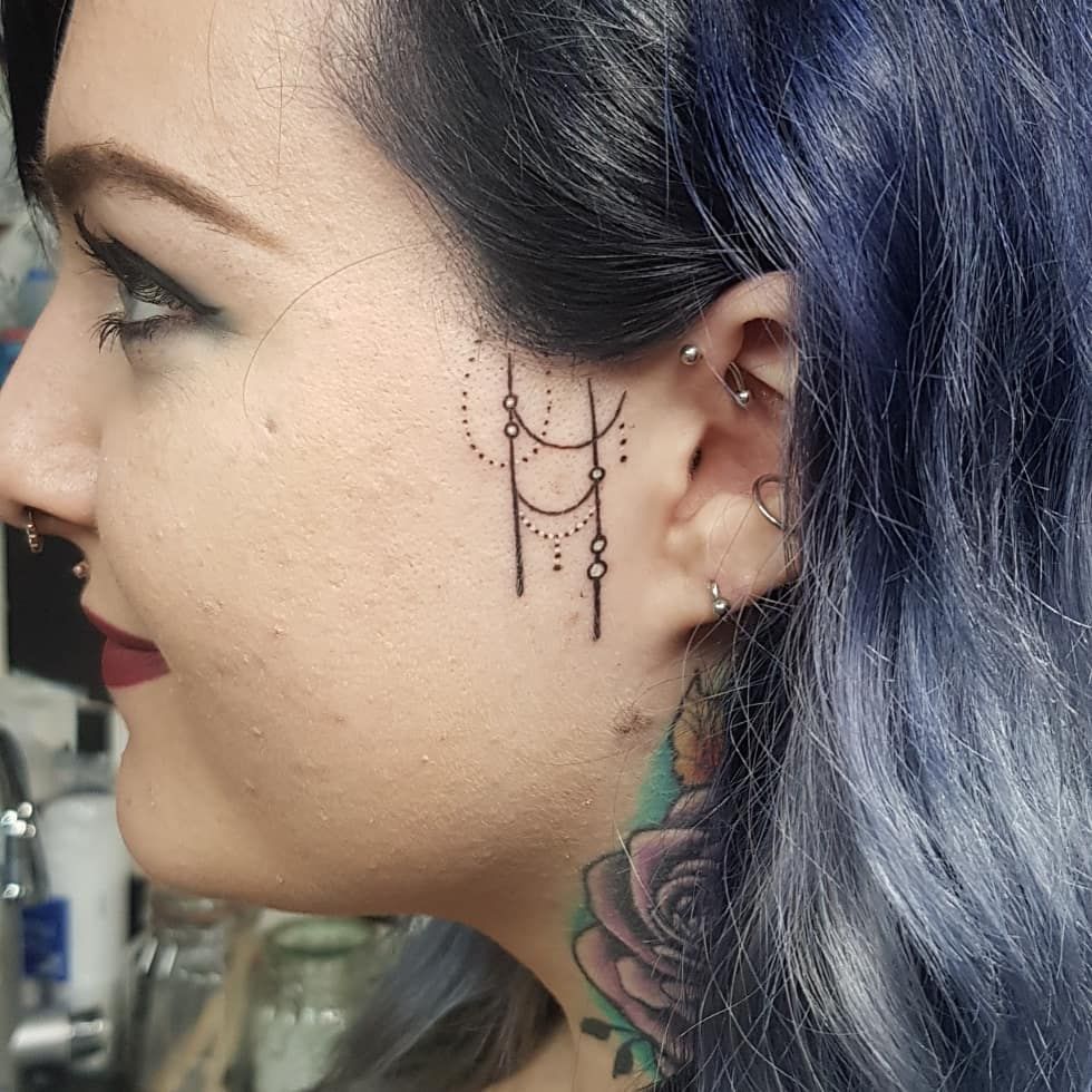 trendy female small side face tattoo ideas