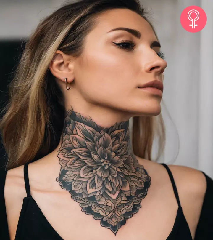 Trendy throat tattoo styles