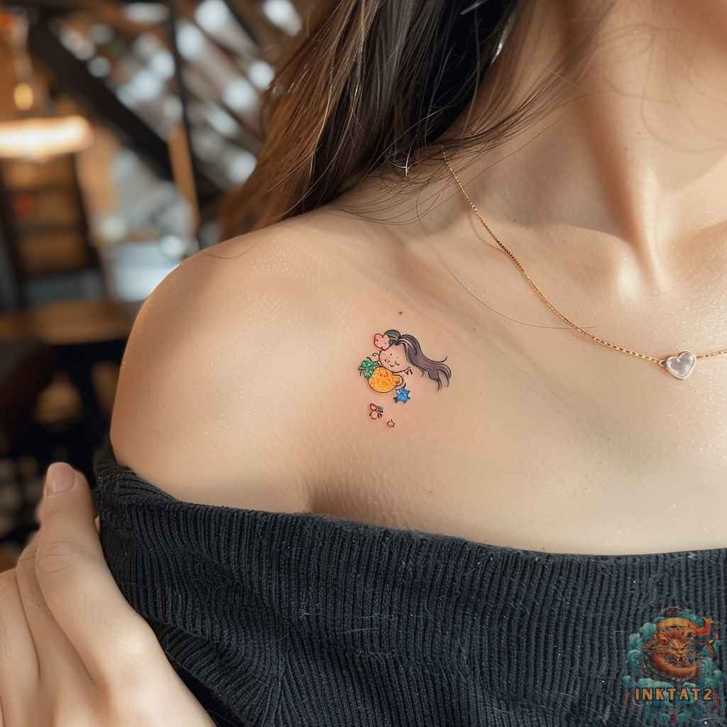 trendy woman shoulder tattoo ideas.