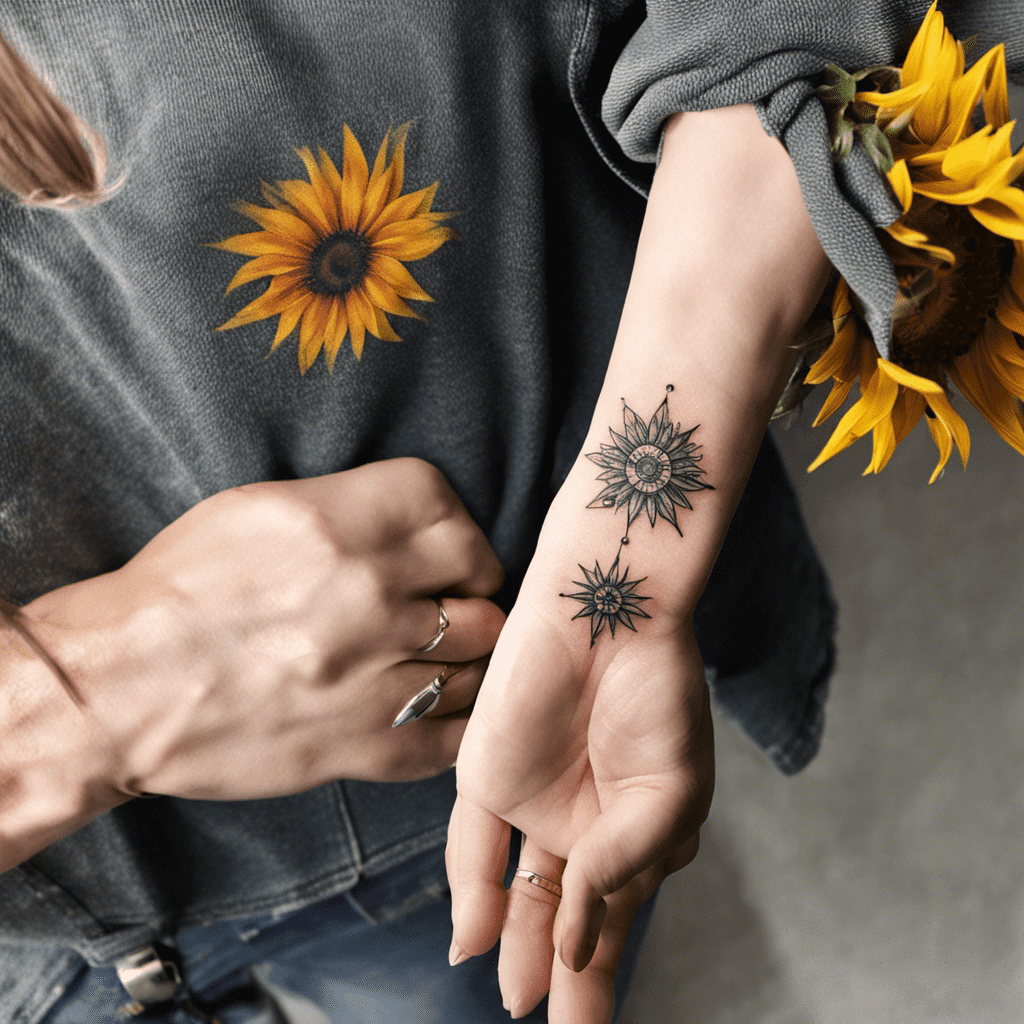 trendy wrist mini sunflower tattoo inspiration