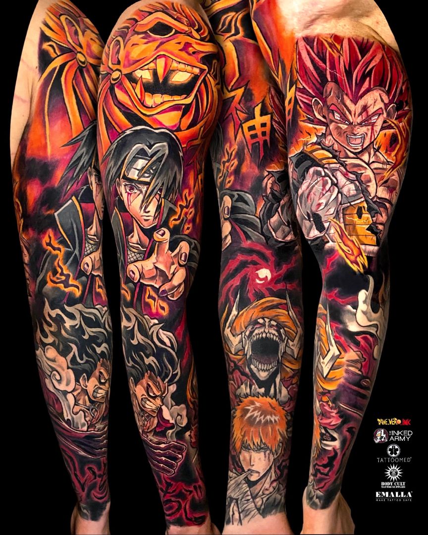 Unique anime sleeve tattoo ideas