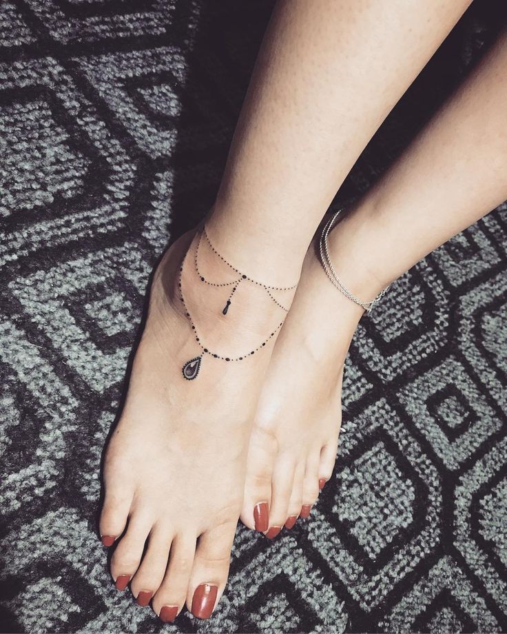 unique ankle chain tattoo designs