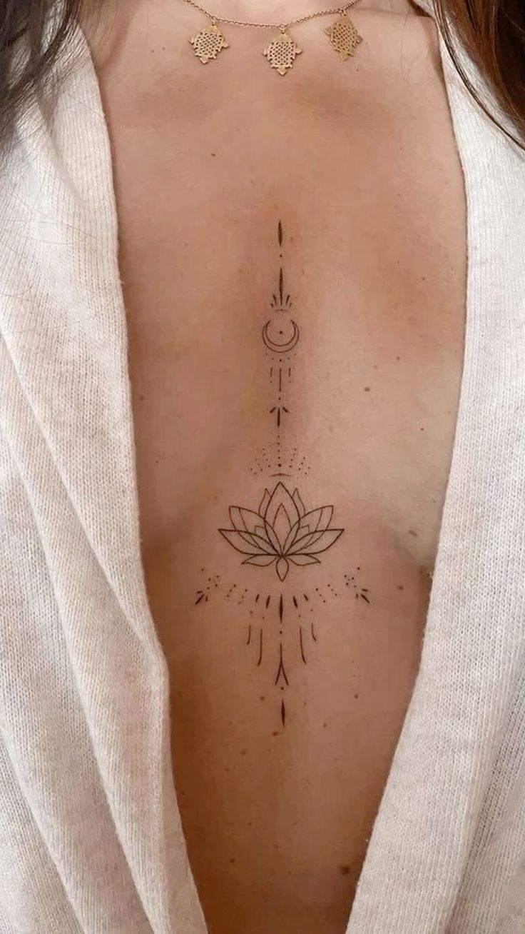 unique cute small sternum tattoo inspirations