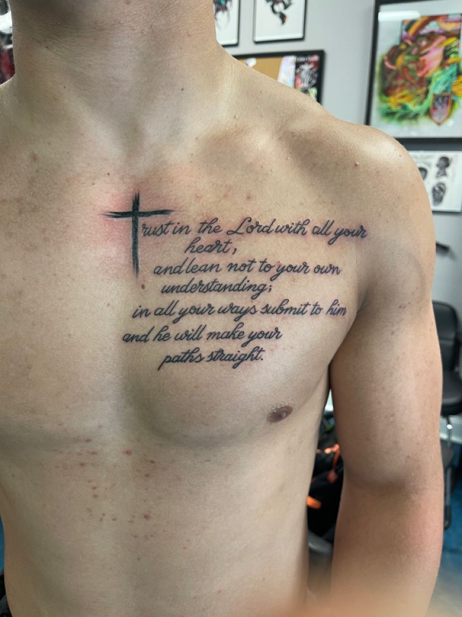 unique small bible verse chest tattoo designs