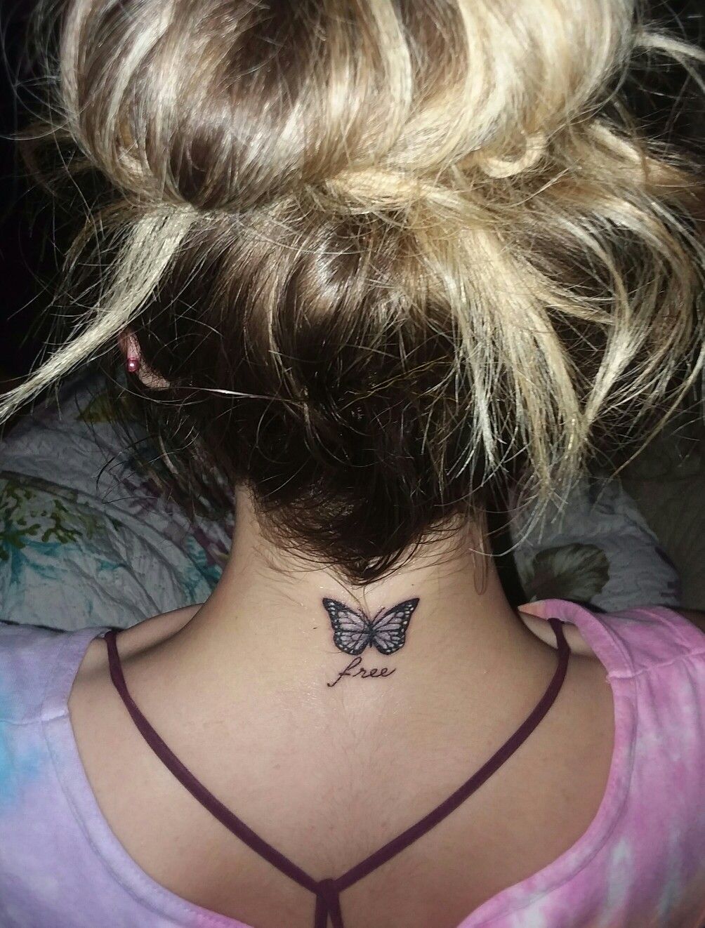 unique small butterfly neck tattoo trends.