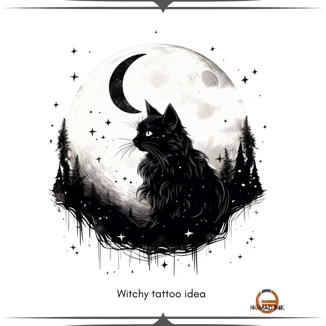 unique witch moon tattoo styles