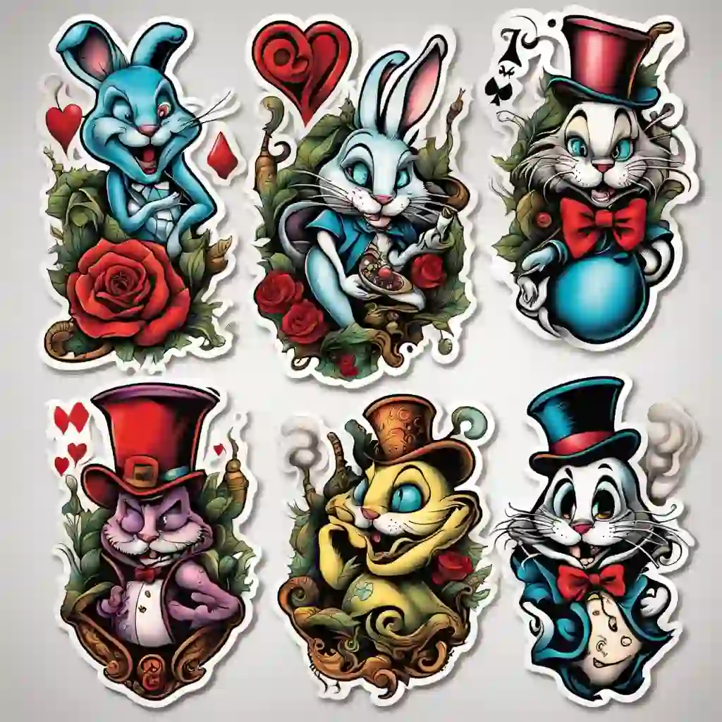 vibrant Alice in Wonderland tattoo themes