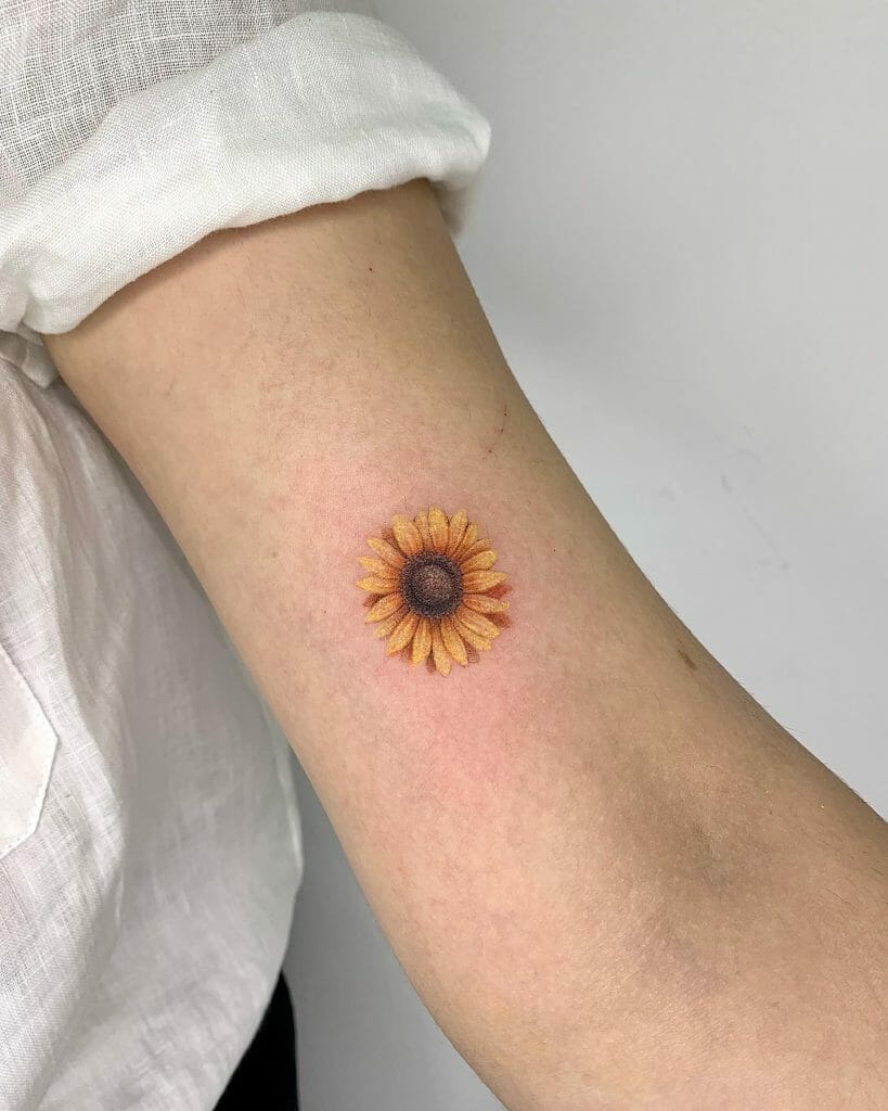 vibrant mini sunflower tattoos for wrists