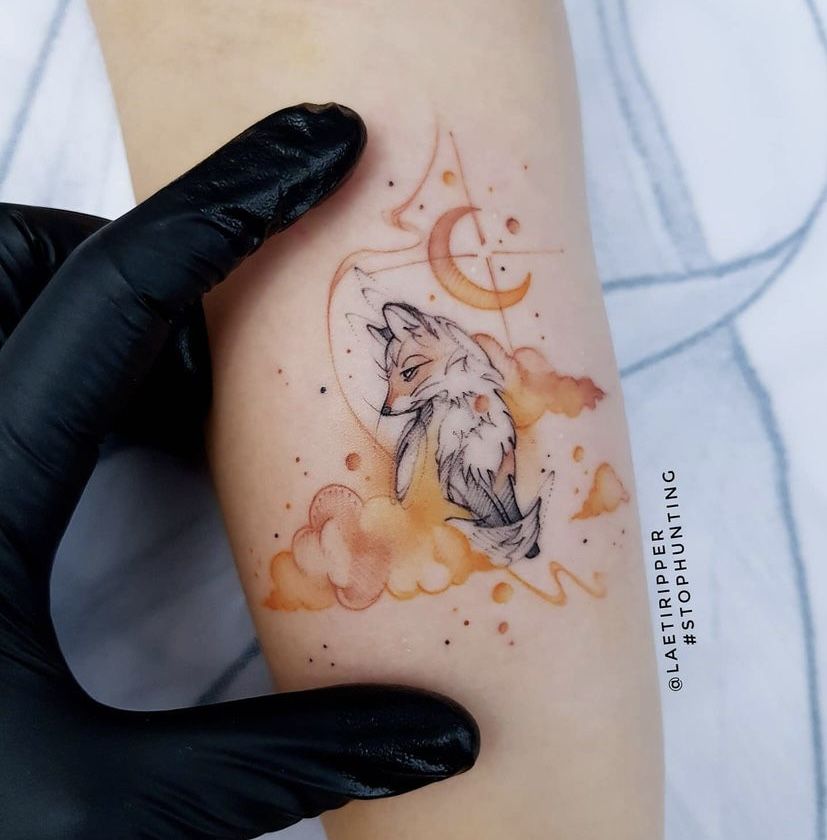 watercolor fox tattoo ideas