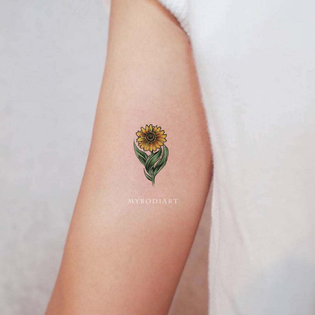 wrist mini small sunflower tattoo 0019