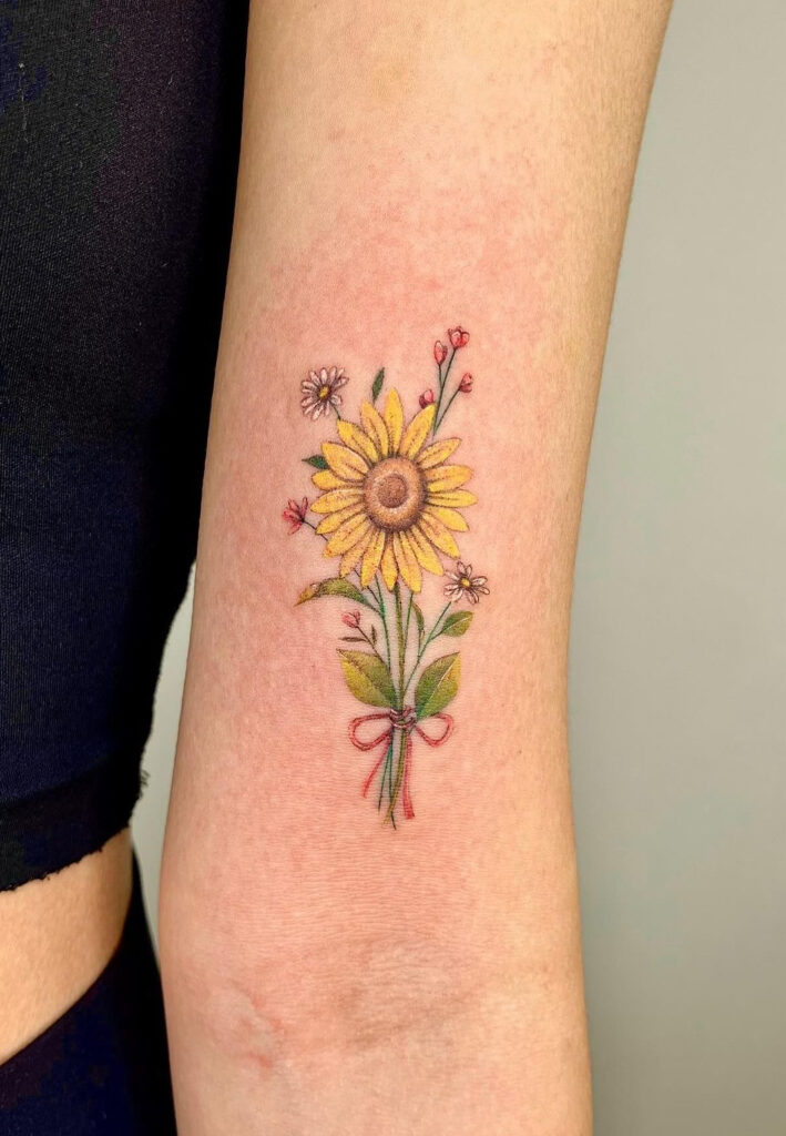 wrist mini small sunflower tattoo 0021