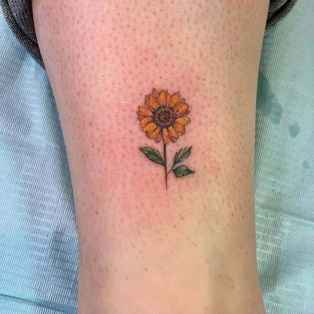 wrist mini small sunflower tattoo 0057