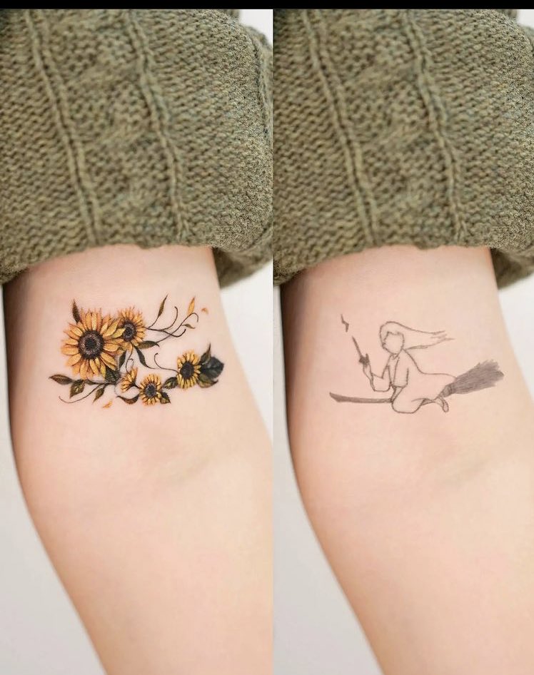 wrist mini small sunflower tattoo 0060