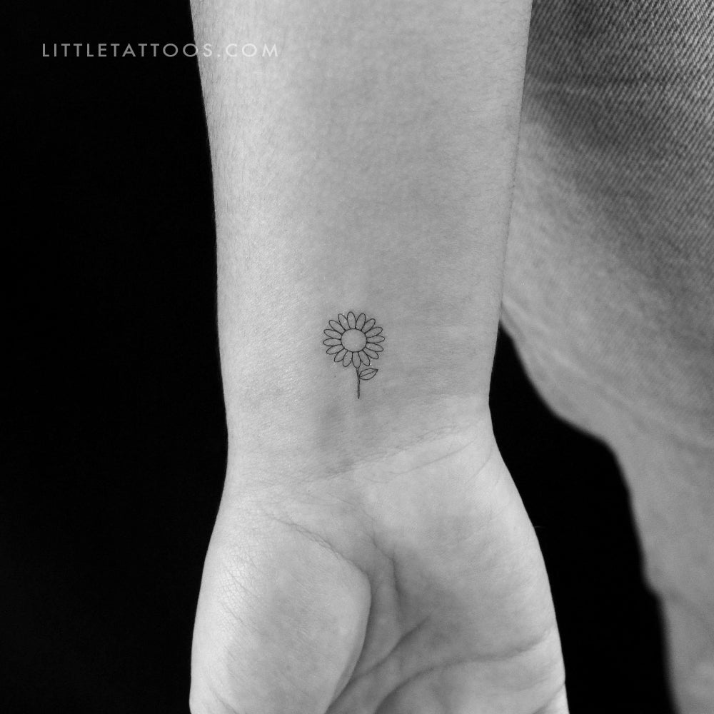 wrist mini small sunflower tattoo 0064