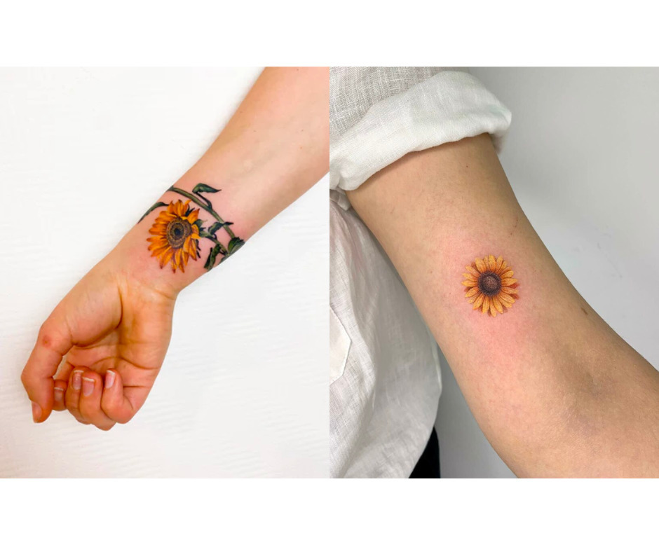 wrist mini small sunflower tattoo 0069