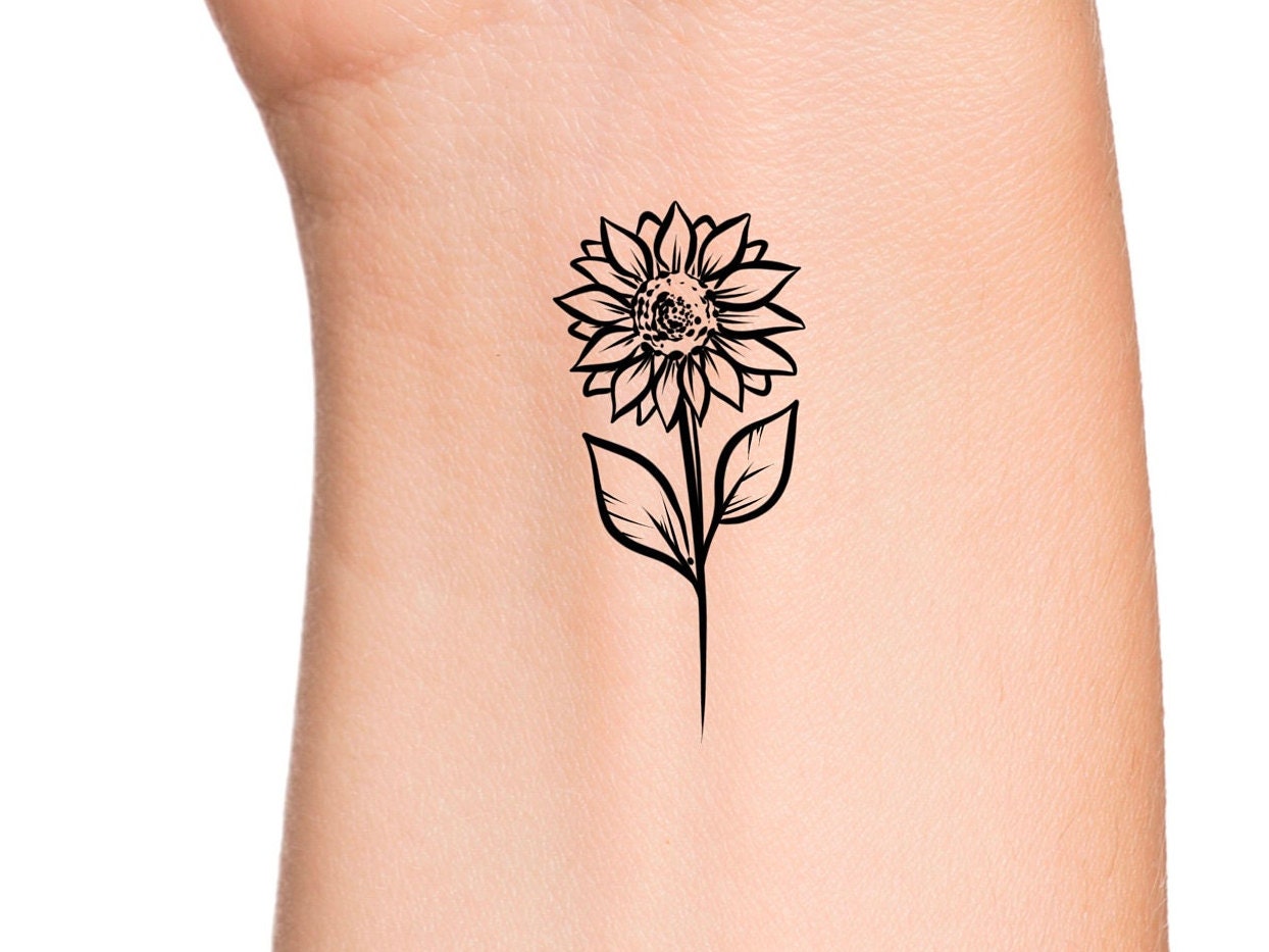 wrist mini small sunflower tattoo 0089