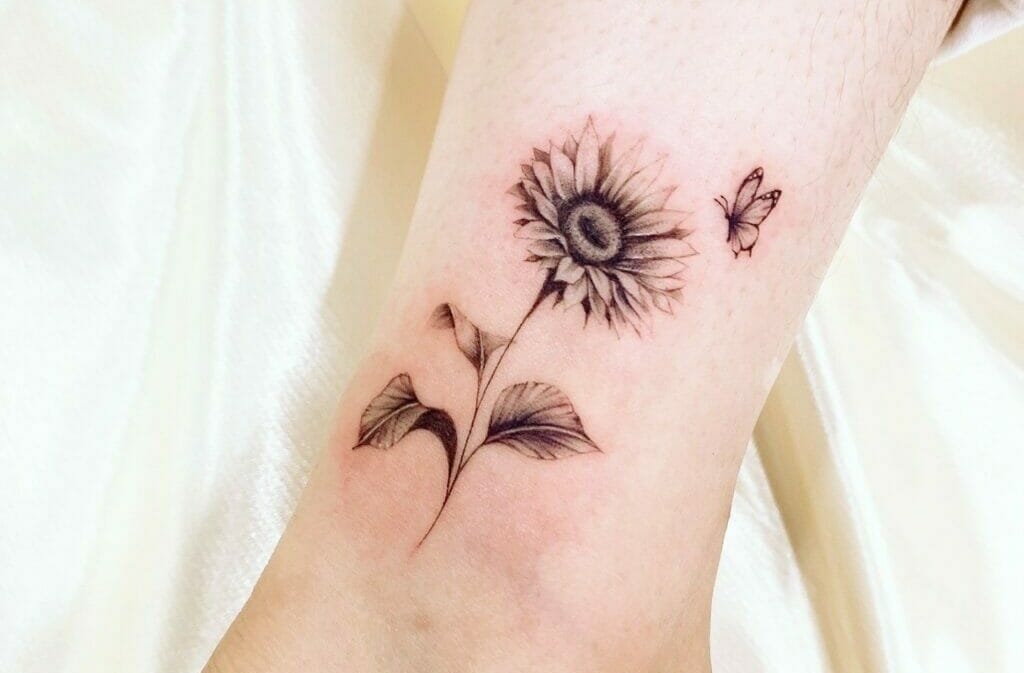 wrist mini small sunflower tattoo 0096