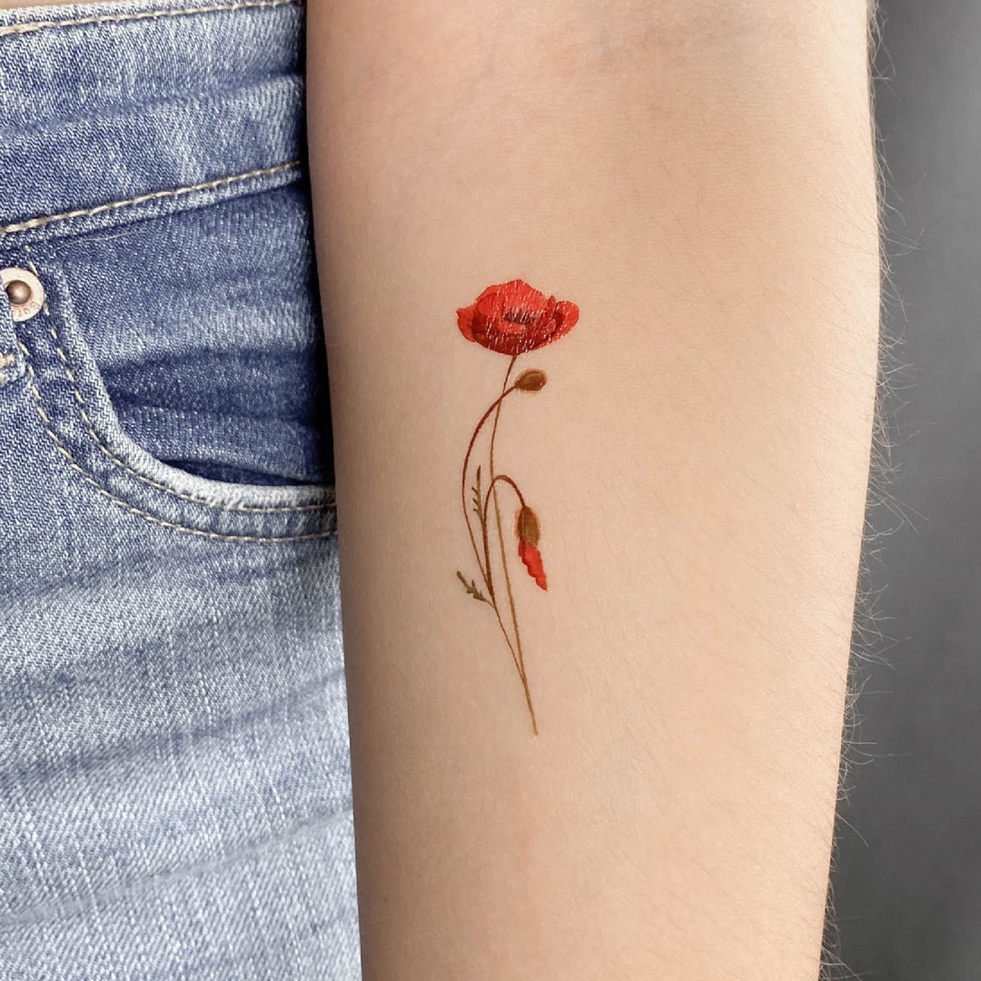 wrist poppy tattoo small 0012