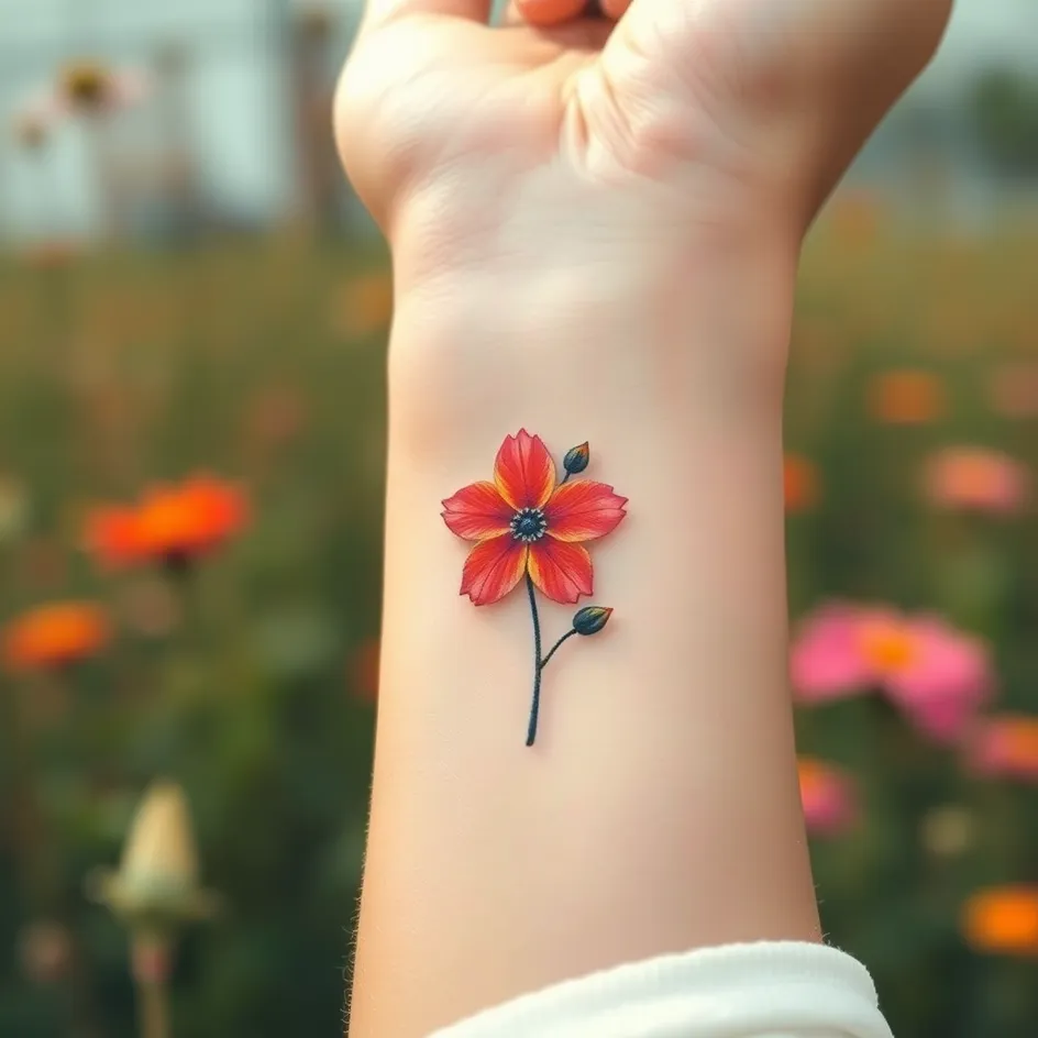 wrist poppy tattoo small 0030