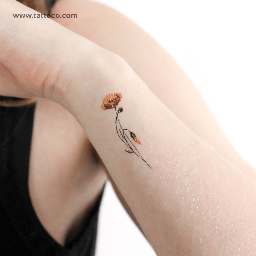 wrist poppy tattoo small 0068