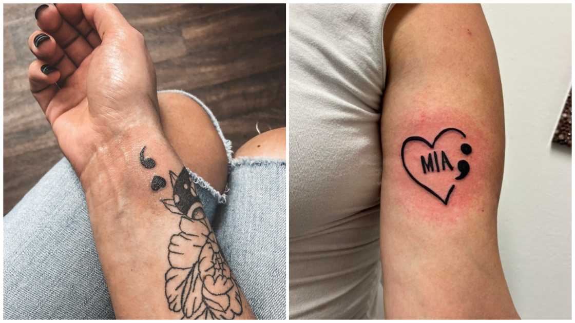 Carved symbolism and depth with unique depression Semicolon tattoo ideas