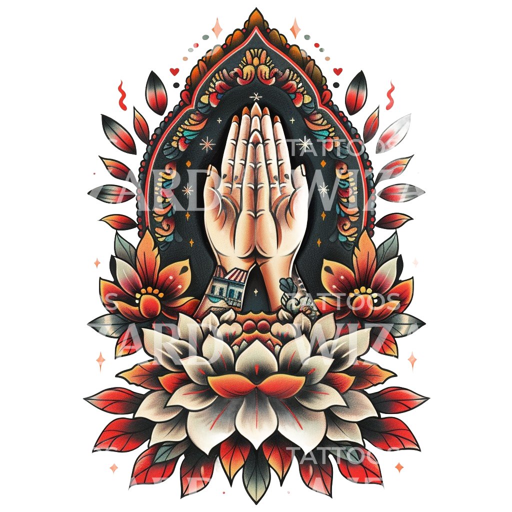 Engraved praying hands tattoo ideas that showcase your spirituality and style