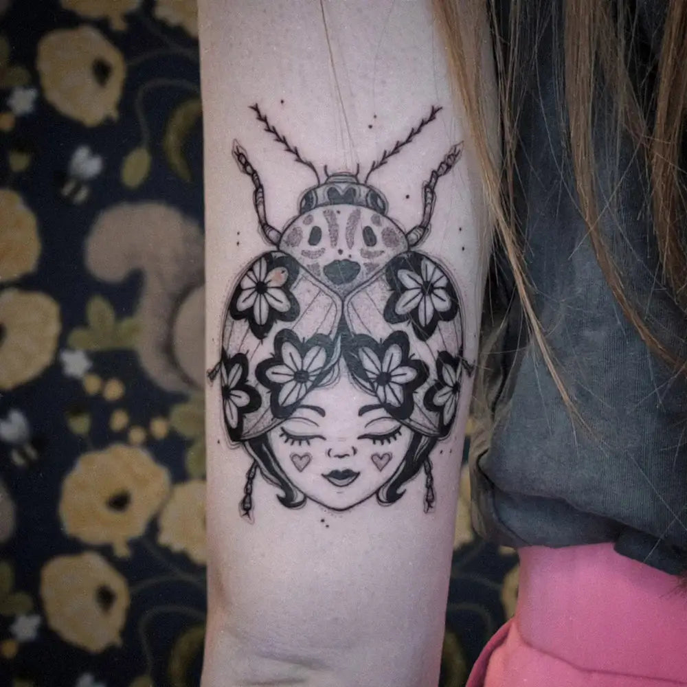 Illustrated simple small ladybug tattoo designs for meaningful inspiration