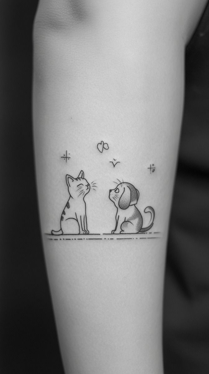 Infused with love, a small simple dog memorial tattoo tells your story