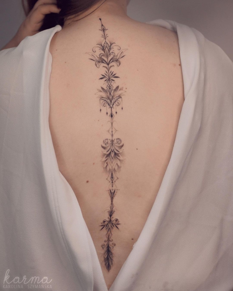 Tattoo ideas on spine symbolized by elegance and personal strength